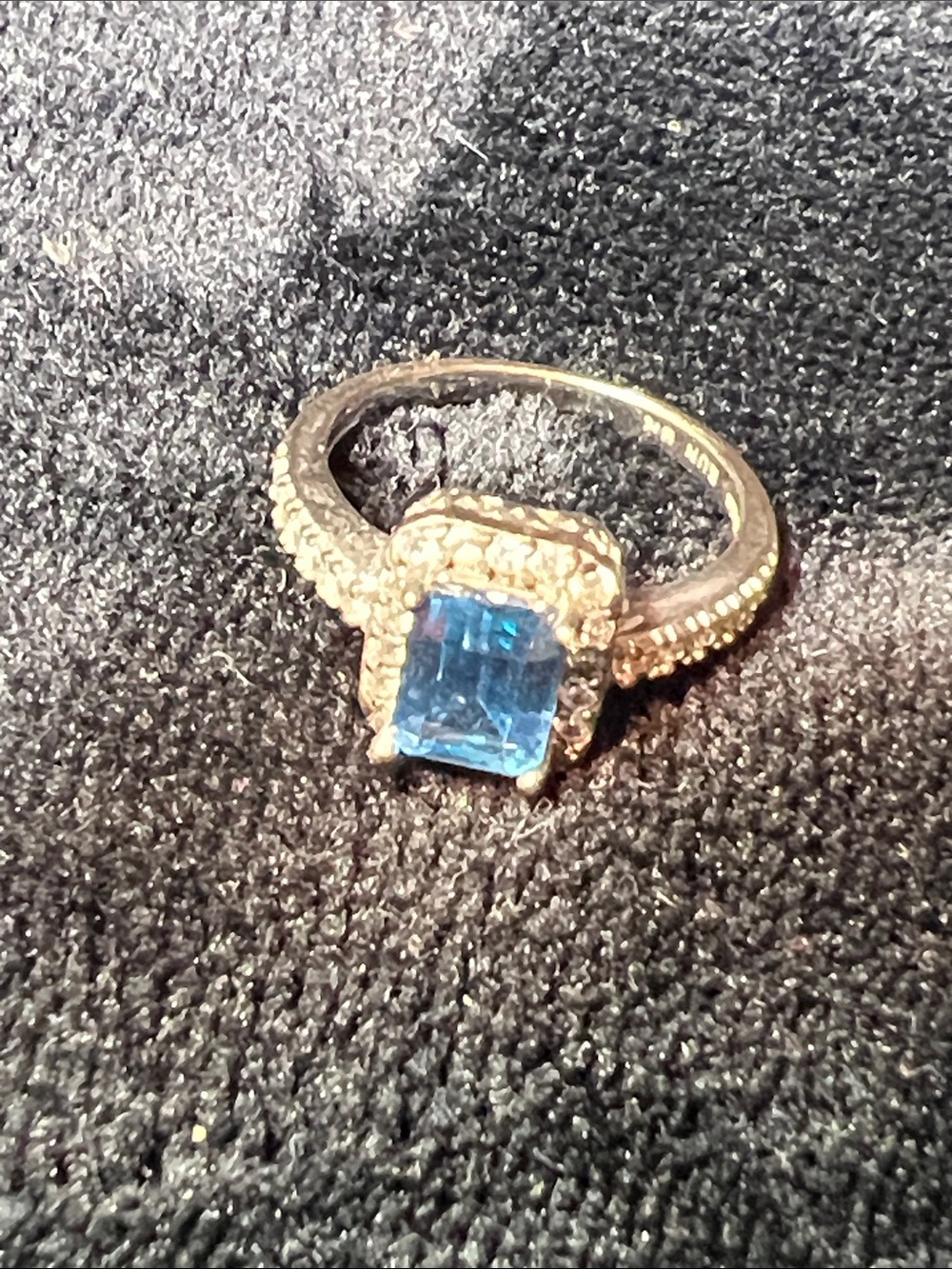 Blue Crystal Halo Sterling Ring